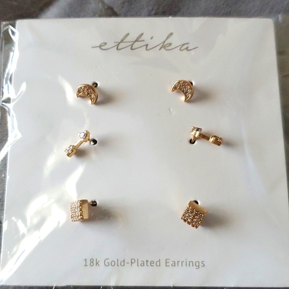 Ettika 18K gold-plated Earring Trio - Picture 1 of 1
